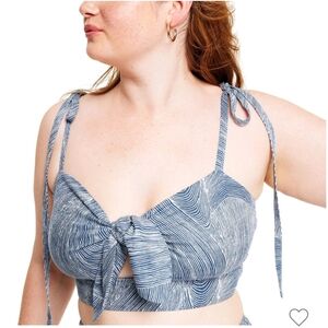 Fe Noel Blue and White Crop Top